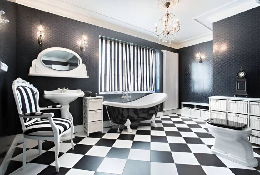 10 Unique Black-and-White Bathroom Tile Design Ideas
