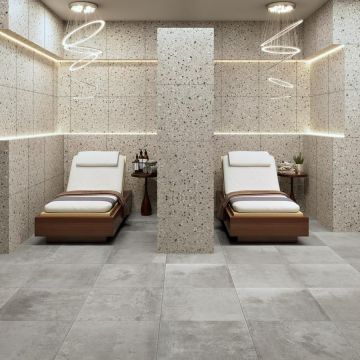 Aluminum Square sophisticated grey premium tile on bathroom shower wall, 24x24