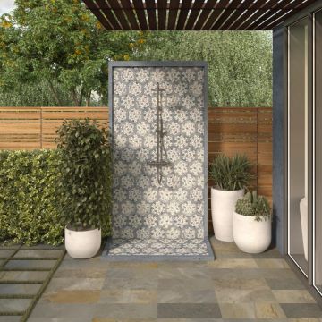 Bluestone Xterior Paver walnut brown premium tile on bathroom shower wall, 300x600