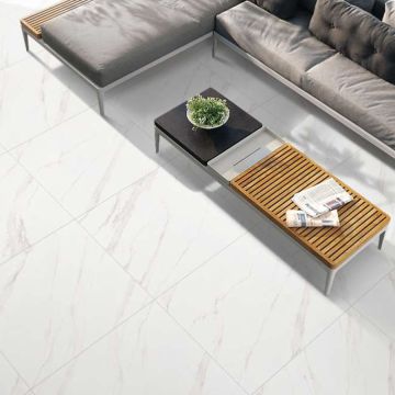 MARBLE ITACA crisp white premium tile on bathroom shower wall, 24x24