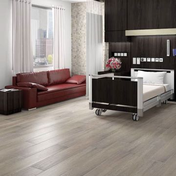 Balsam Fir Plank rich brown ceramic porcelain tile on bathroom shower wall, 6x47
