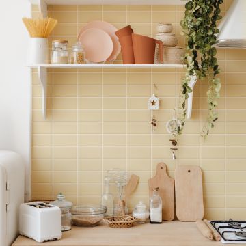 Cornsilk Rectangle Subway Tile beautiful yellow premium subway tile on bathroom shower wall, 3x6
