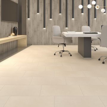 Beige Square soft beige premium tile on bathroom shower wall, 24x24