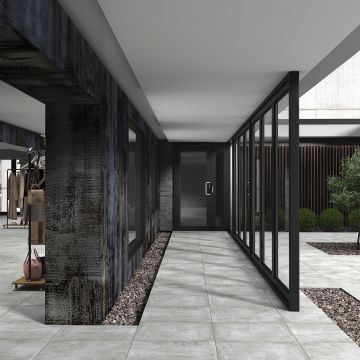 Grey Xterior Paver slate grey premium tile on bathroom shower wall, 24x24