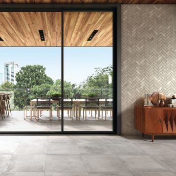 Medium Grey Rectangle elegant grey premium tile on bathroom shower wall, 300x600