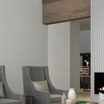 Salt Rectangle Stream soft beige premium tile on bathroom shower wall, 300x600