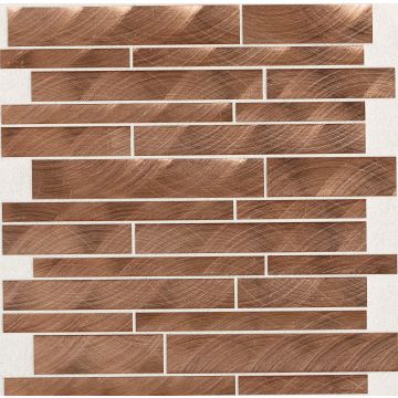 Copper Random Interlocking walnut brown premium tile on bathroom shower wall, 12x12