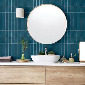 Blue Roan Square royal blue premium tile on bathroom shower wall, 120x120