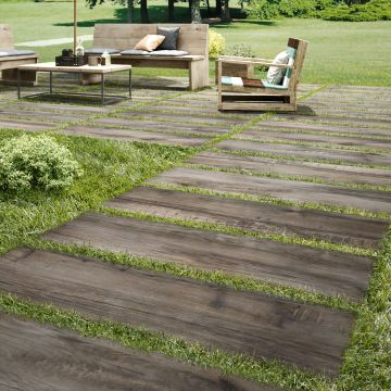 Large outdoor wood-look porcelain paver
