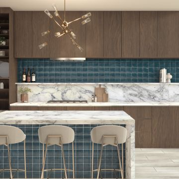 Tide Rectangle Hand Crafted Subway Tile beautiful navy premium subway tile on bathroom shower wall, 3x12