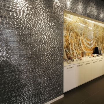 Steel Random Interlocking beautiful dark grey premium tile on bathroom shower wall, 12x12