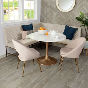 Smoke Plank Matte Brown caramel brown refined porcelain tile on bathroom shower wall, 6x35