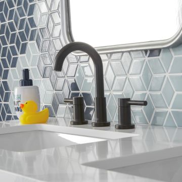 Waterfall Harlequin sapphire blue premium tile on bathroom shower wall, 12x12