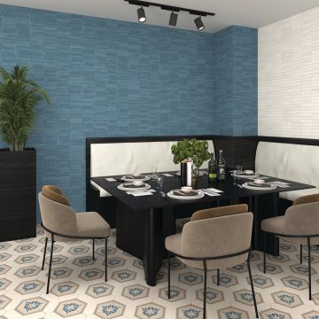 Quilt Hexagon earthy brown premium hexagon tile on bathroom shower wall, 8x9