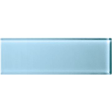 Color Appeal - C109 - Powder - Rectangle - 2X8, 3X6, 4X12 - Glossy sky blue mosaic tile on bathroom shower wall, 2x8