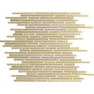 Creme Soda Random Interlocking natural beige premium tile on bathroom shower wall, 12x12