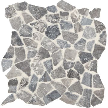 Predella 383 Meta Silver River Pebble M023 Silver beautiful silver natural stone tile on bathroom shower wall, 12x12