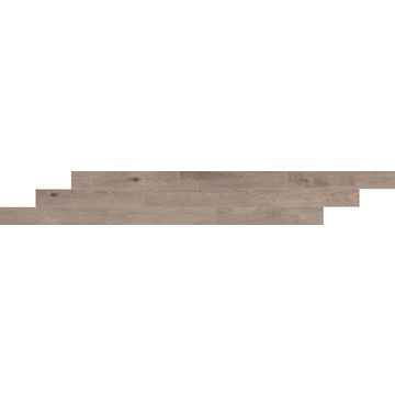 Debonair Estate - DE06 - Parchment - Plank - 8X48 - Matte warm brown porcelain tile tile on bathroom shower wall, 8x47