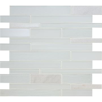 Serentina - SA93 - Bliss Random - Linear - Random Linear - Glossy mosaic tile, beautiful light gray, 12x12