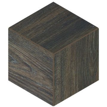 Brazilian Walnut 3D Cube caramel brown refined porcelain tile on bathroom shower wall, 12x12