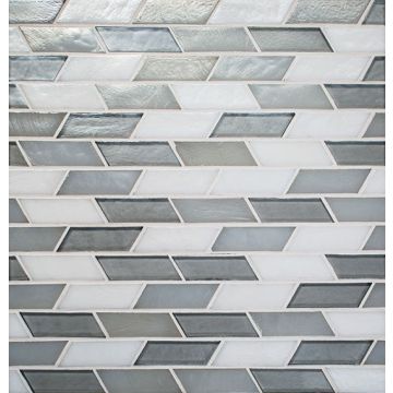 Whisper Blend Oscillating bright white premium tile on bathroom shower wall, 12x12