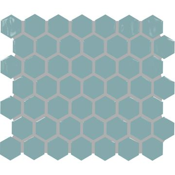 Artezen 144 Classic Blue Hexagon AT23 Blue sapphire blue glazed ceramic hexagon tile on bathroom shower wall, 12x12