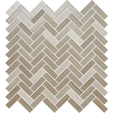 Serentina - SA96 - Accord - Herringbone - 5/8X2 - Glossy mosaic herringbone tile, chocolate brown, 50x50