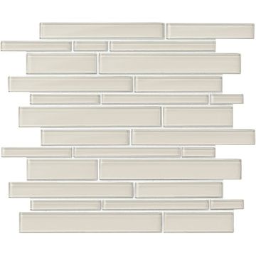Taupe Random Linear beautiful taupe premium tile on bathroom shower wall, 12x12