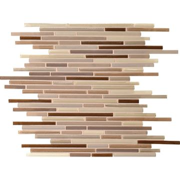 Mink Random Interlocking rich brown premium tile on bathroom shower wall, 12x12