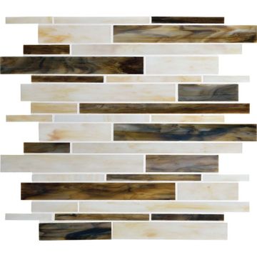 Music City Random Interlocking neutral beige premium tile on bathroom shower wall, 12x12