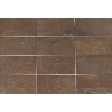 Union - UN04 - Rusted Brown - Rectangle - 24X48 - Matte walnut brown porcelain tile tile on bathroom shower wall, 24x47