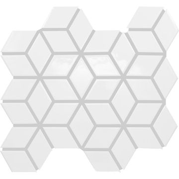 Peacock Chevron pure white premium tile on bathroom shower wall, 12x12
