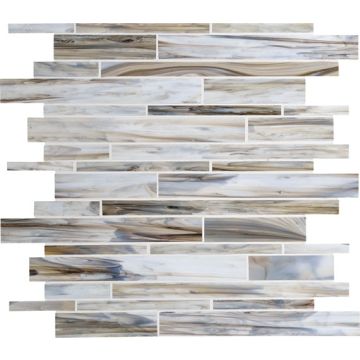 Surf Rock Random Interlocking modern grey premium tile on bathroom shower wall, 12x12