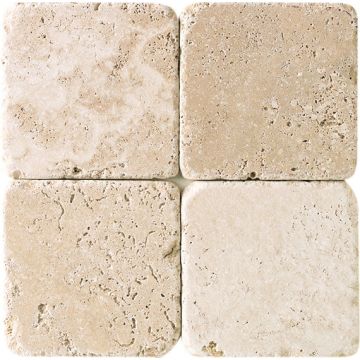 Travertine - T730 - Mediterranean Ivory - Square - 12X12  - Tumbled natural stone tile, cream beige, 12x12