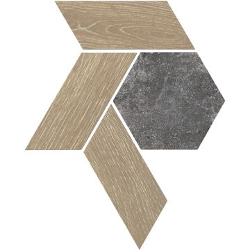 Historic Limestone - HS17 - Legacy Blend Hexagon - Hex - 12X10 - Matte porcelain tile hexagon tile, chocolate brown, 300x250