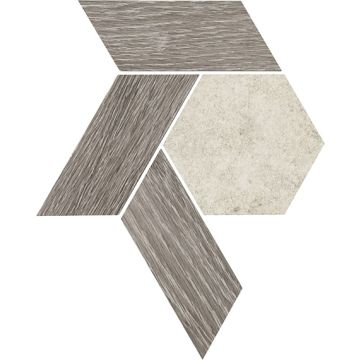 Historic Limestone - HS14 - Tradition Blend Hexagon - Hex - 12X10 - Matte porcelain tile hexagon tile, chocolate brown, 300x2
