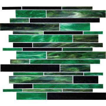 Emerald City Random Interlocking emerald green premium tile on bathroom shower wall, 12x12
