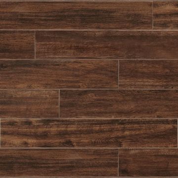 American Estates 221 Spice Plank ULCF Brown walnut brown porcelain tile tile on bathroom shower wall, 6x35