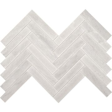 Haven Point 362 Candid Heather Chevron M109 Gray neutral gray natural stone tile on bathroom shower wall, 1x6