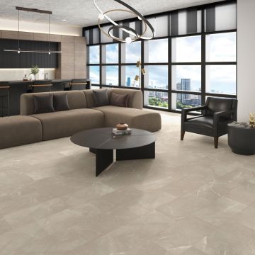 Luxury marble-look vinyl tile - Oberon Tuscan Taupe Rectangle in tuscan taupe from Oberon