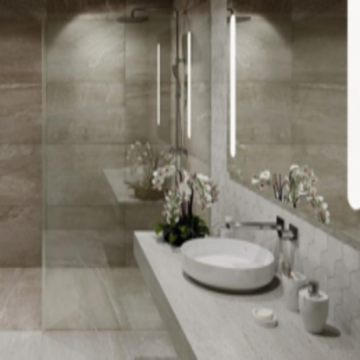 Field_Kailas sophisticated grey premium porcelain tile on bathroom shower wall, 24x47