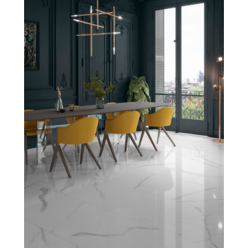 Marble Plus White Porcelain Tile 48"x48" beautiful white & gray engineered porcelain tile on bathroom shower wall, 1200x1200
