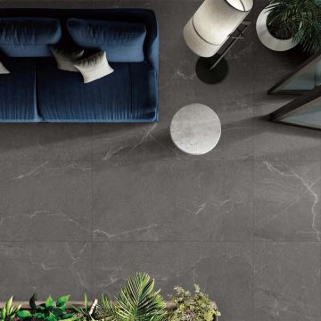 Monza beautiful dark gray premium tile on bathroom shower wall, 24x47