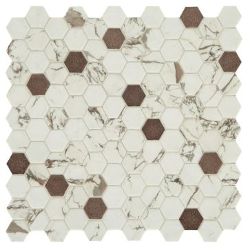 Posh Bronze Hexagon beautiful neutral premium hexagon tile on bathroom shower wall, 12x12