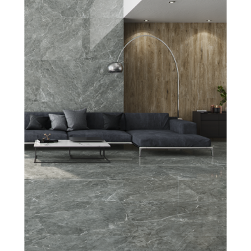 Morvedre Gray Porcelain Tile  pewter gray refined porcelain tile on bathroom shower wall, 35x35