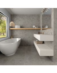 Rebel Hexagon sophisticated grey premium hexagon tile on bathroom shower wall, 24x24