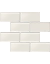 Smoked Pearl Rectangle snow white premium tile on bathroom shower wall, 3x6