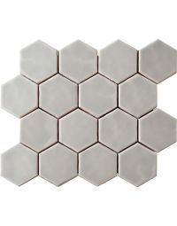 Artistic Reflections 274 Matte Rain Hexagon Undulated AE09 Gray glazed ceramic hexagon tile, pewter gray, 3x3