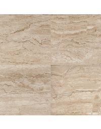 Travertine Square caramel brown premium tile on bathroom shower wall, 24x24
