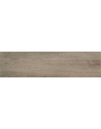 Driftwood Plank chocolate brown engineered porcelain tile on bathroom shower wall, 6x35